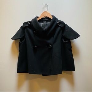 ALEXANDER MCQUEEN black wool capelet small 38